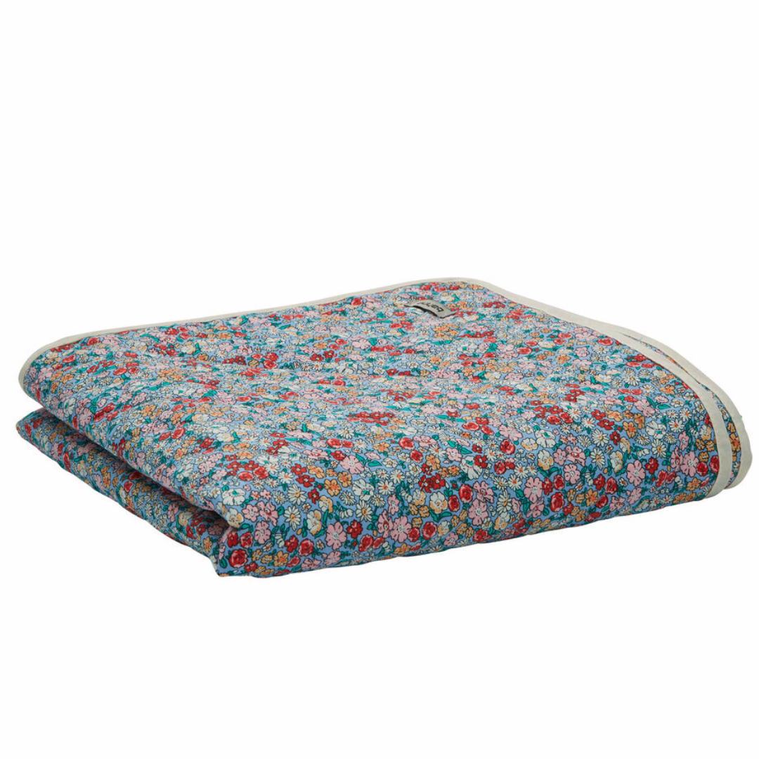 Flora vattæppe, blå/rød/rosa - 210 x 136 cm.